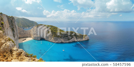 Greece, Zakynthos Island, Navajo Bay, panorama 58457596