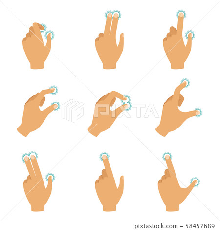 Different gestures to control the touch screen 58457689