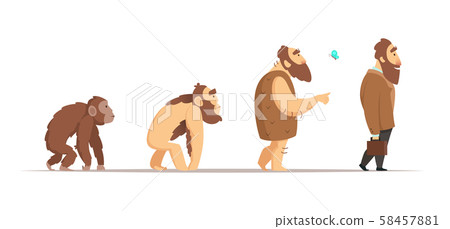 Biology evolution of homo sapiens. Vector characters in cartoon style Biology evolution of homo sapiens. Vector characters in cartoon style 58457881