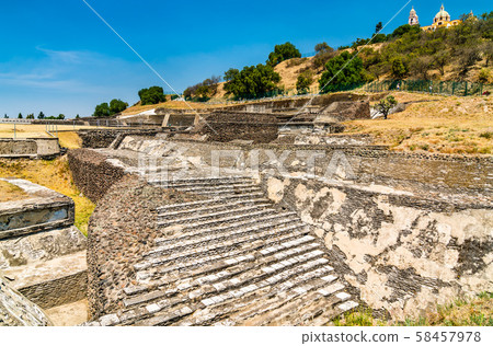 The Great Pyramid and the Our Lady of Remedies Church in Cholula, Mexico 58457978