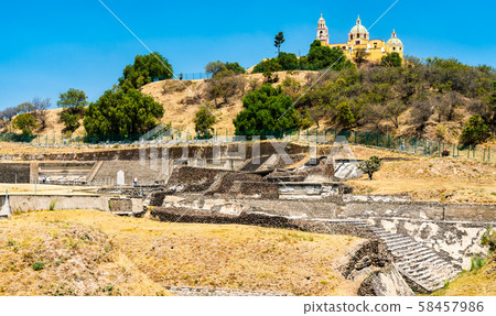 The Great Pyramid and the Our Lady of Remedies Church in Cholula, Mexico 58457986
