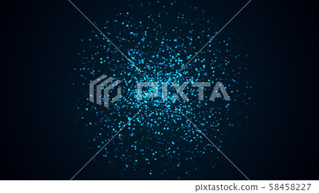 Many abstract small blue particles in sphere shape in space, computer generated abstract background Many abstract small blue particles in sphere shape in space, computer generated abstract background 58458227