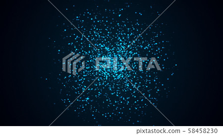 Many abstract small blue particles in sphere shape in space, computer generated abstract background Many abstract small blue particles in sphere shape in space, computer generated abstract background 58458230
