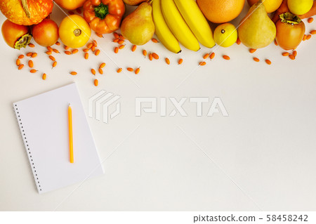 autumn yellow and orange vegetables and fruits 58458242
