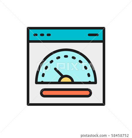 Speed hosting, fast server flat color line icon. 58458752