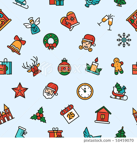 Christmas linear symbols vector seamless pattern 58459070