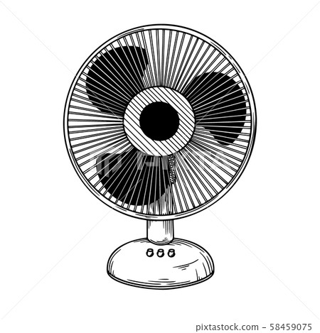 Realistic sketch. Electric fan isolated on white background.  58459075