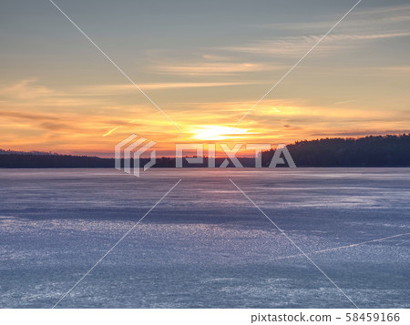 Breathtaking sunset with blue pink clouds over 58459166