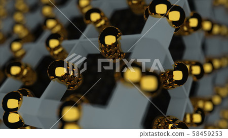 3d grid with golden balls, abstract wallpaper, trendy modern illustration. 3d rendering backdrop 58459253