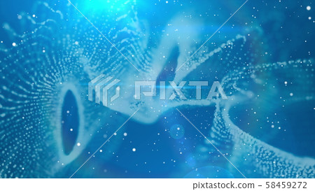 Dof particles, beautiful wavy surface with fabric effect, 3d render, computer rendering abstraction 58459272