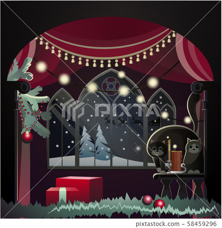 an old castle is ready for the celebration of Christmas 58459296