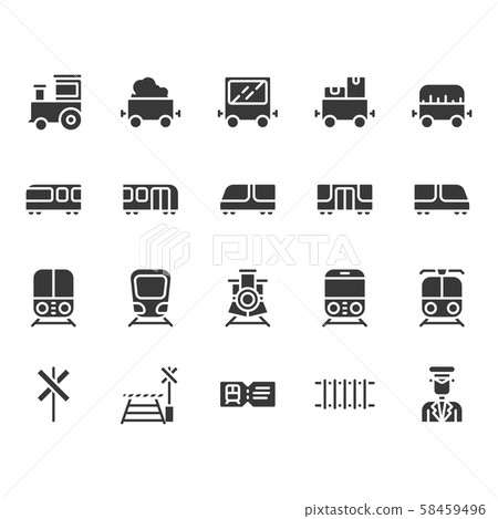Train stations related icon set. 58459496