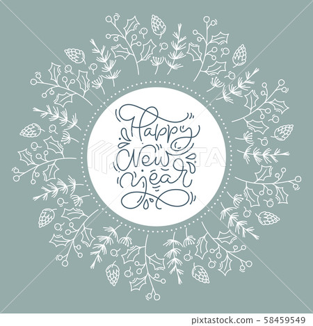 Happy New Year calligraphic lettering hand... - Stock Illustration ...