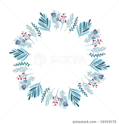 Christmas wreath with berries, pine cone and... - Stock Illustration ...