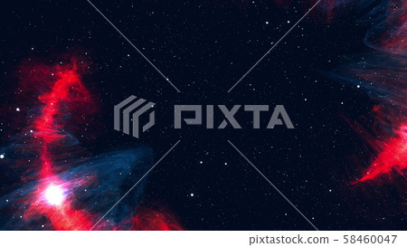 Computer generated colorful space background: spiraling nebula, stars and galaxies. 3d rendering 58460047