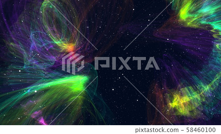 Computer generated colorful space background: spiraling nebula, stars and galaxies. 3d rendering Computer generated colorful space background: spiraling nebula, stars and galaxies. 3d rendering 58460100