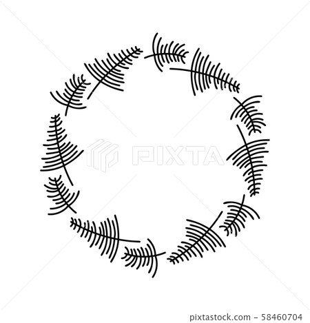 Christmas vector hand drawn monoline wreath of pine branches with place for your text. Isolated Christmas vector hand drawn monoline wreath of pine branches with place for your text. Isolated 58460704