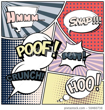 Abstract creative concept vector comic pop art style blank, layout template with clouds beams and Abstract creative concept vector comic pop art style blank, layout template with clouds beams and 58460738
