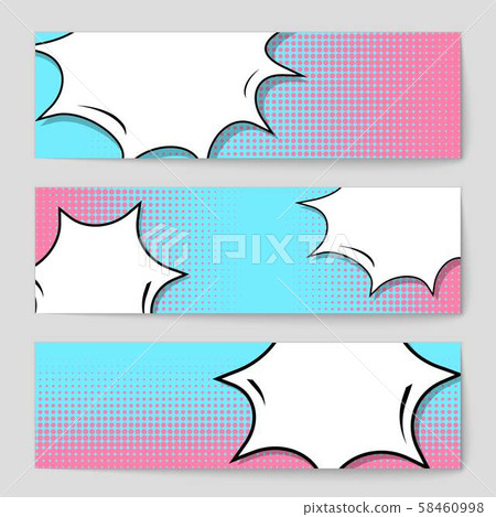Abstract creative concept vector comic pop art style blank, layout template with clouds beams and 58460998