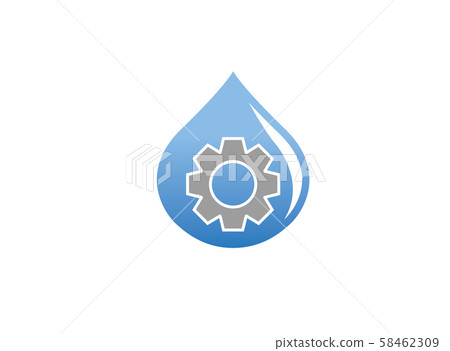 Pinion gear inside a drop of water for logo design illustration on white background 58462309