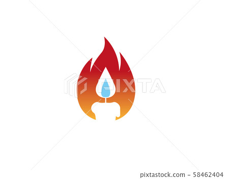 Candle in a flame of fire for logo design illustration on white background Candle in a flame of fire for logo design illustration on white background 58462404