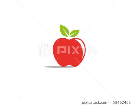 red apple with green leaf for logo design illustration on white background red apple with green leaf for logo design illustration on white background 58462405