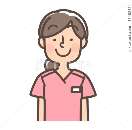 白大衣女1磨砂粉紅色護士牙齒衛生學家操作 58462424
