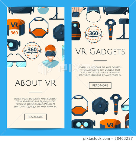 Vector banners illustration with flat style virtual reality elements Vector banners illustration with flat style virtual reality elements 58463257