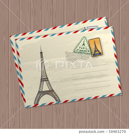 Vector vintage style letters with eiffel tower 58463270