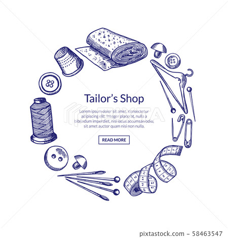 Vector hand drawn sewing elements - Stock Illustration [58463547] - PIXTA