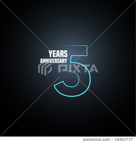 5 years anniversary vector logo, icon. Graphic design element with neon number 5 years anniversary vector logo, icon. Graphic design element with neon number 58463777