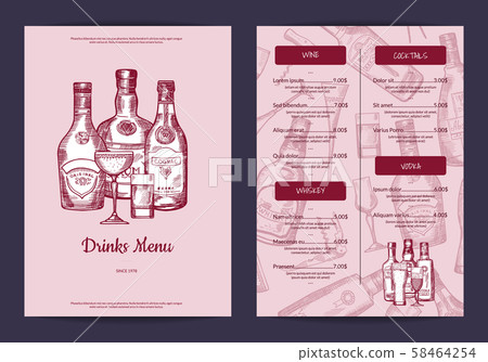 Vector drinks menu template for bar, cafe or restaurant 58464254