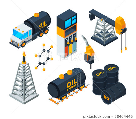 Industry 3d isometric illustrations of oil and gas refining Industry 3d isometric illustrations of oil and gas refining 58464446
