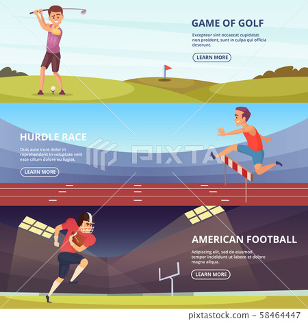 Design of horizontal banners with sport peoples in action poses Design of horizontal banners with sport peoples in action poses 58464447