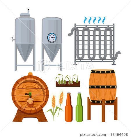Set icons of brew beer production 58464498