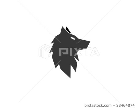 wolf black head or fox for logo design illustration on white background 58464874