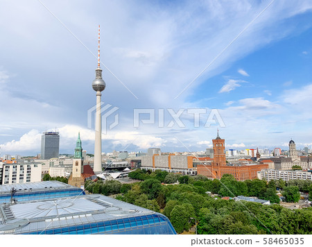 Skyline aerial view of Berlin city, Germany. Skyline aerial view of Berlin city, Germany. 58465035