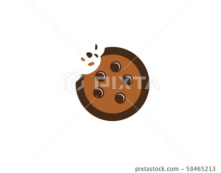 cookies biscuits cracked with chocolate for logo design illustration on white background 58465213
