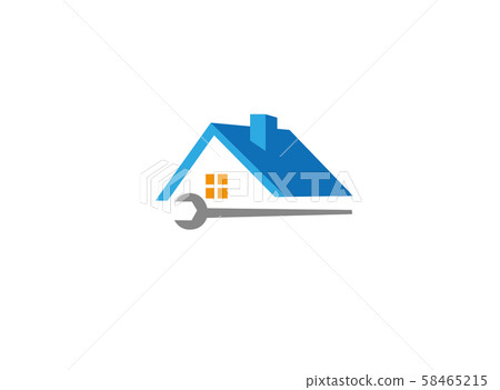 house and home service a roof and tool for logo design illustration on white background 58465215