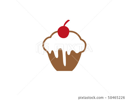 cake with chocolate and cream and Cherry in the top for logo design illustration on white background cake with chocolate and cream and Cherry in the top for logo design illustration on white background 58465226