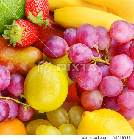 Bright beautiful background of ripe fruits. 58466516