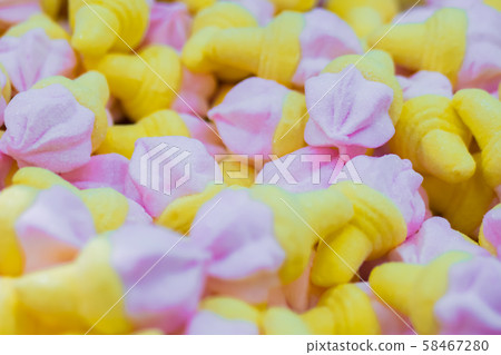 Assortment of colorful delicious marmalade jelly candies on counter of shop 58467280