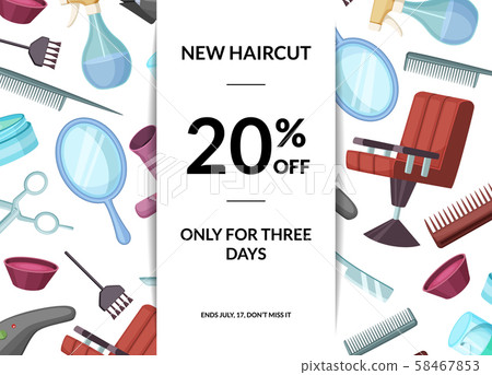 Vector hairdresser or barber cartoon elements sale background 58467853