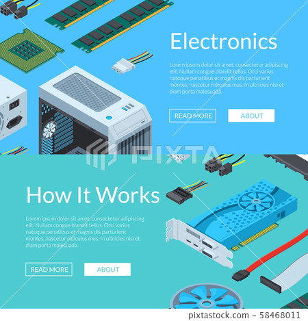 Vector isometric electronic devices horizontal... - Stock Illustration ...