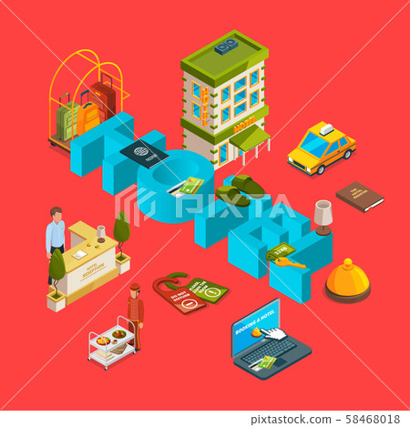 Vector isometric hotel icons infographic concept illustration Vector isometric hotel icons infographic concept illustration 58468018