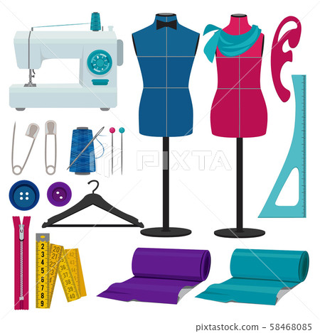 Illustrations for tailor shop. Sewing tools 58468085