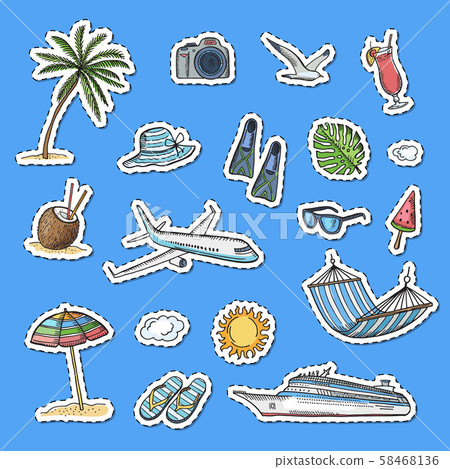 Vector hand drawn summer travel elements... - Stock Illustration ...