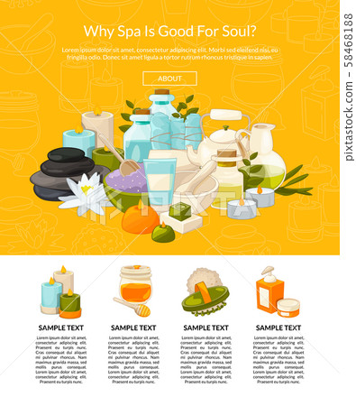 Vector landing page illustration with cartoon beauty and spa elements 58468188