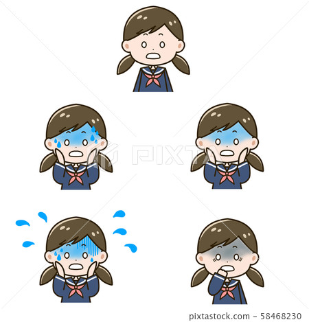 震驚的女孩面部表情圖案插圖集 震驚的女孩面部表情圖案插圖集 58468230