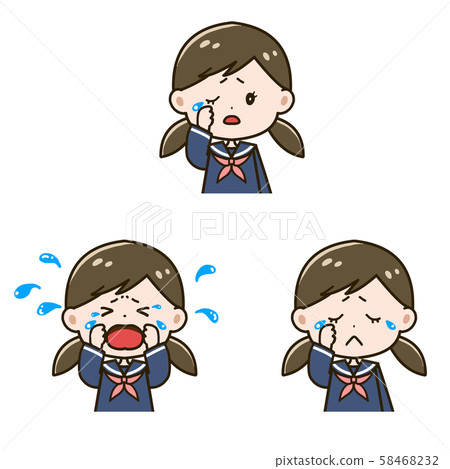 哭泣的女孩面部表情圖案插圖集 58468232